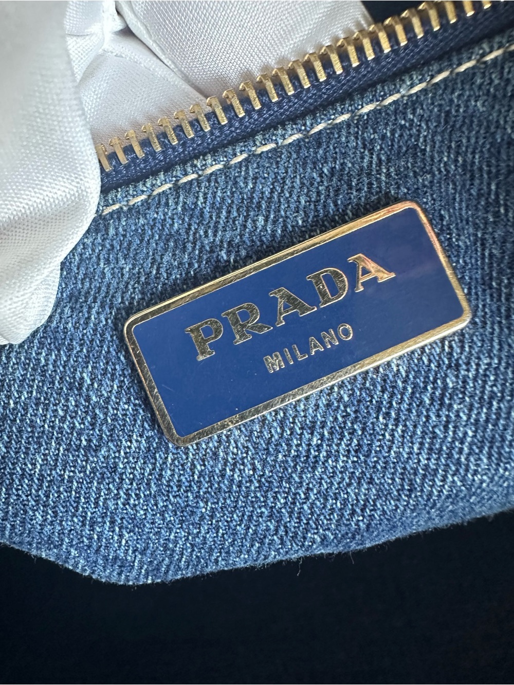 Authentic Prada Canapa Large GM Denim Travel Tote Weekender Bag Blue Italy - Picture 5 of 16